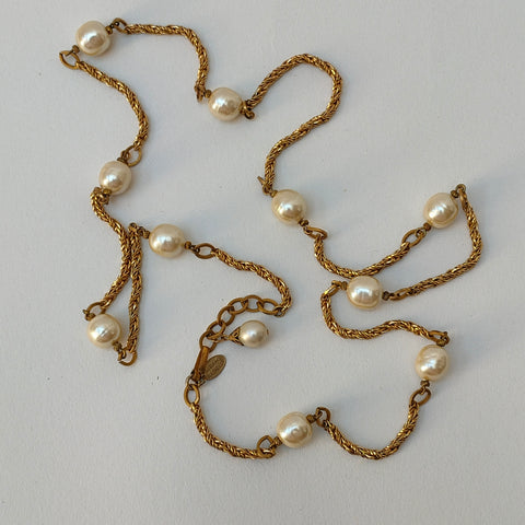 Stunning Vintage Miriam Haskell Twisted  Chain and Pearl Necklace